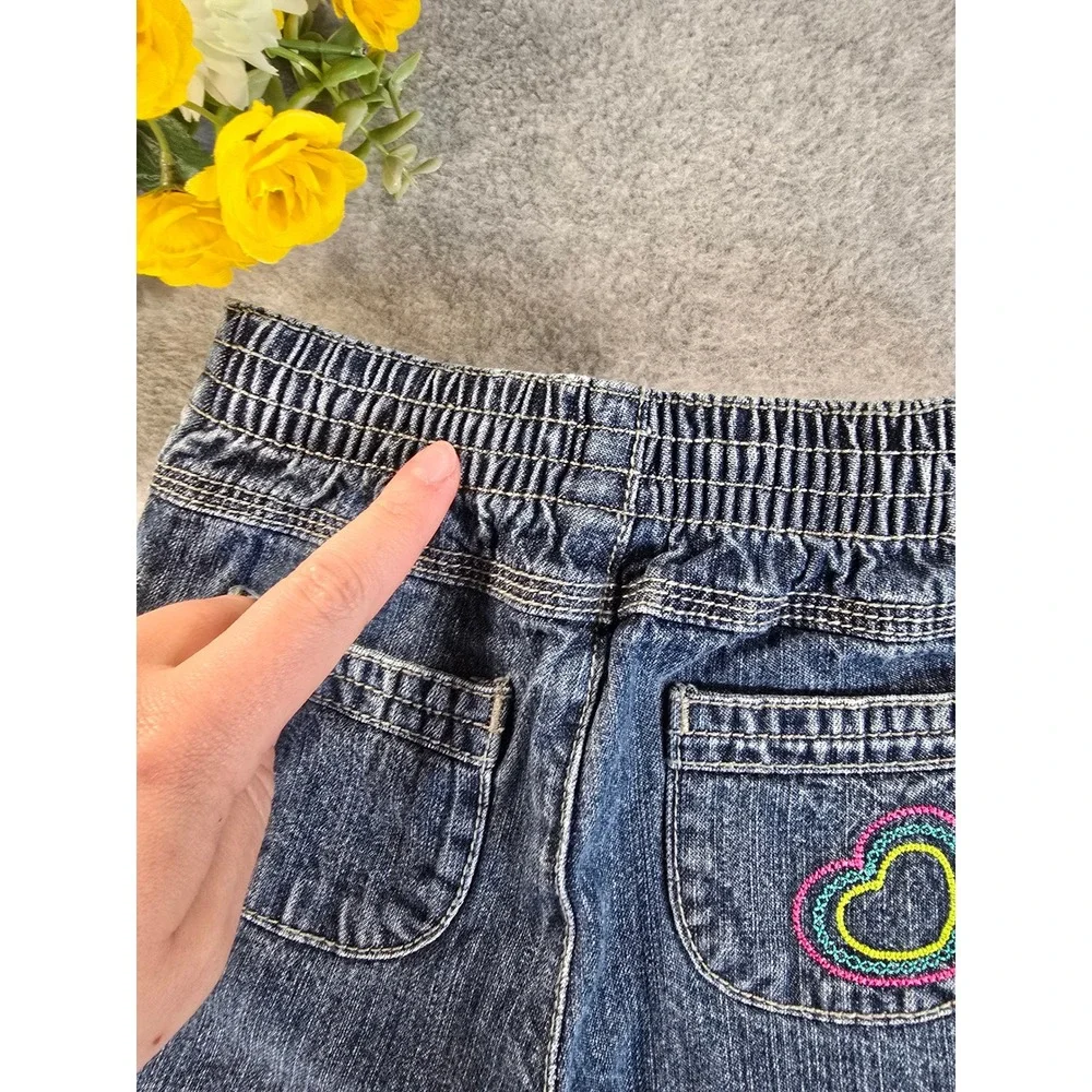 Vintage Y2K Circo Toddler Girls 24m Denim Jeans Rainbow Heart Embroidery Cute